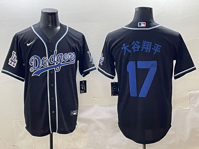 Men Los Angeles Dodgers #17 Ohtani Black blue Three generations Nike 2025 MLB Jersey style 19